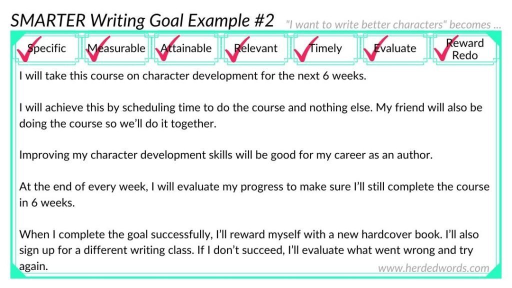 SMARTER Writing Goal Example 2