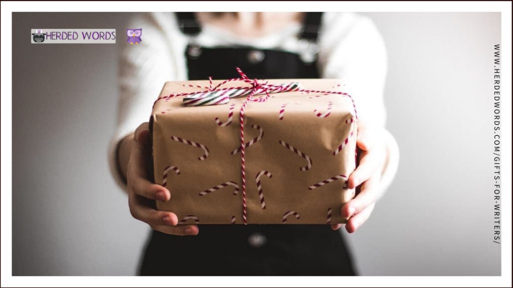 A person holding a wrapped gift