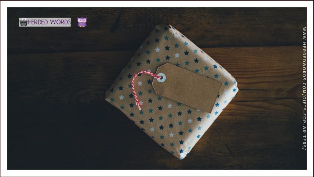 a small square wrapped gift