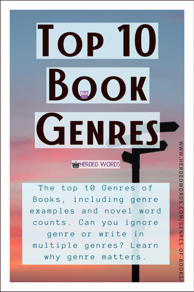 Pin This: Top 10 Book Genres (including examples and novel word counts. Can you ignore genre or write in multiple genres? Learn why genre matters).