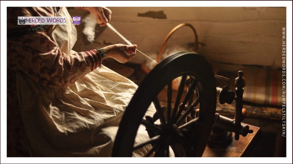 a woman using a spinning wheel