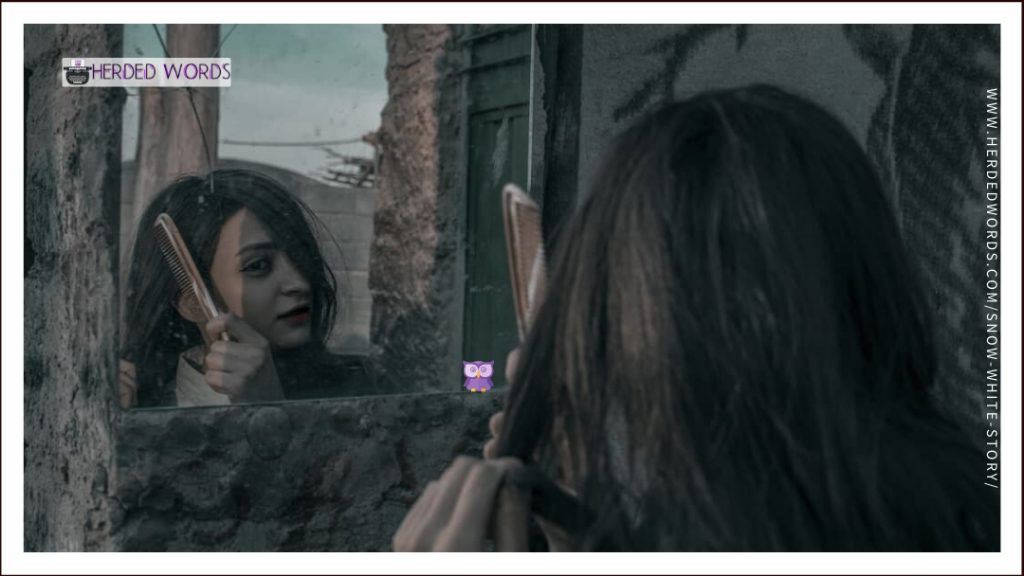 a woman using a mirror