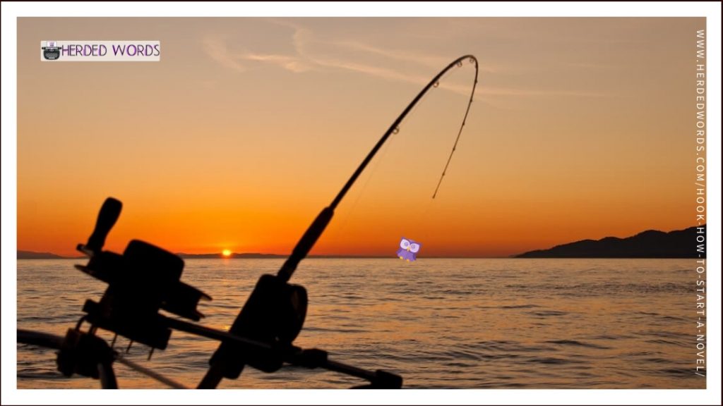 A person fishing at sunset