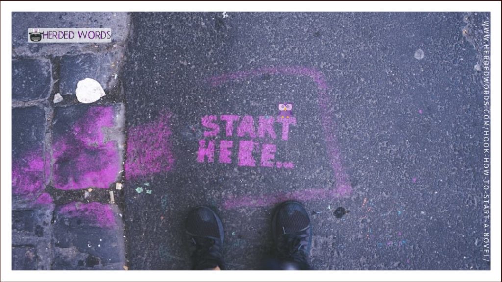 A sidewalk with "START HERE" painted on it