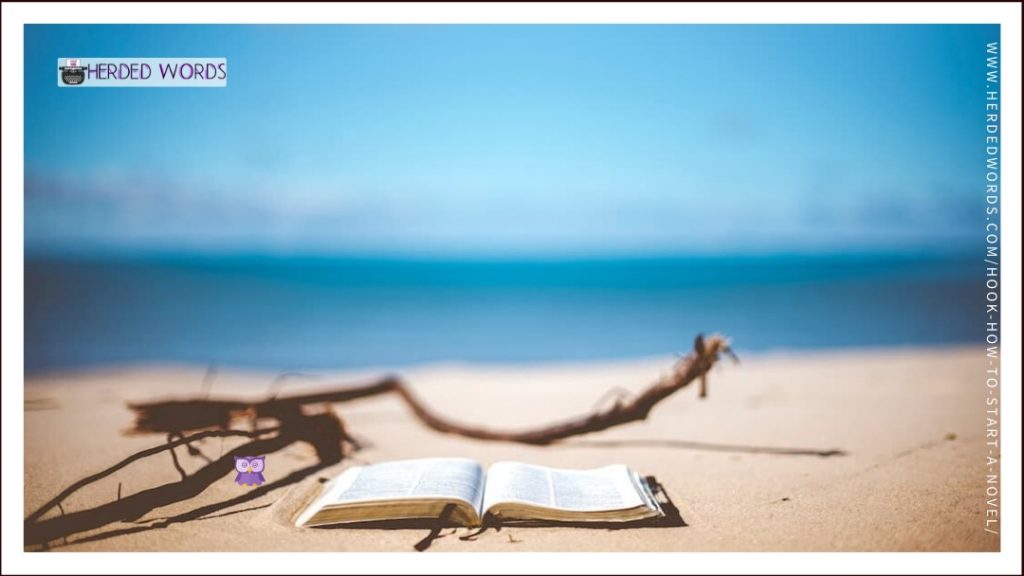 An open book on a beach