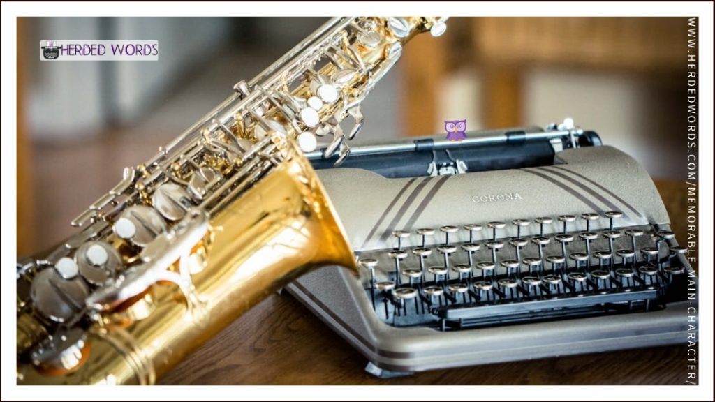 a typewriter and saxaphone