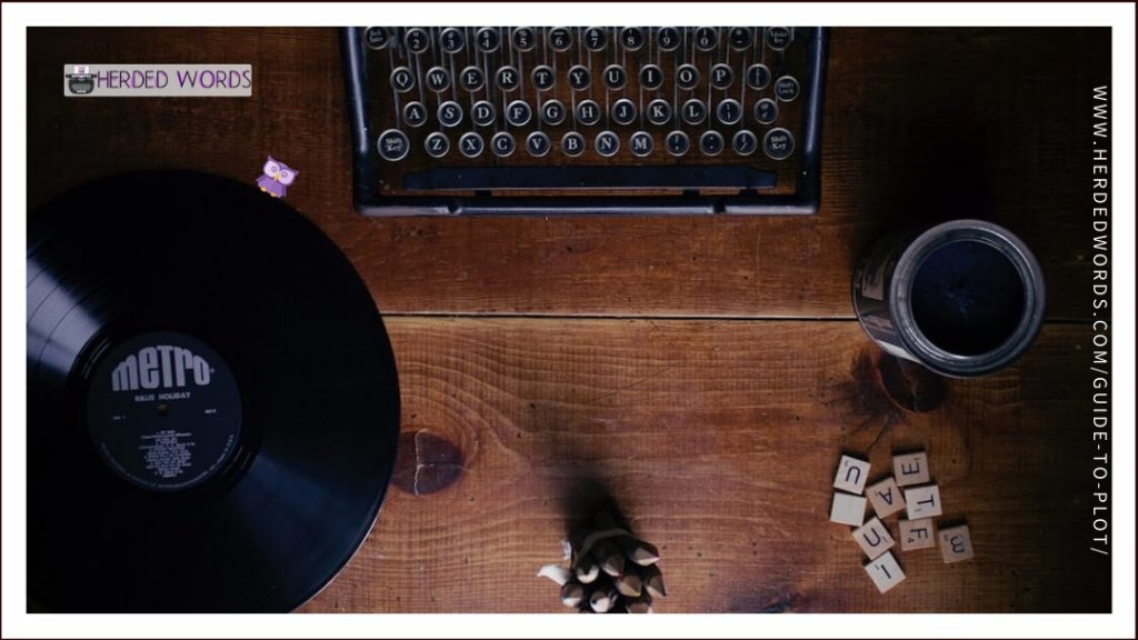 A typewriter and record
