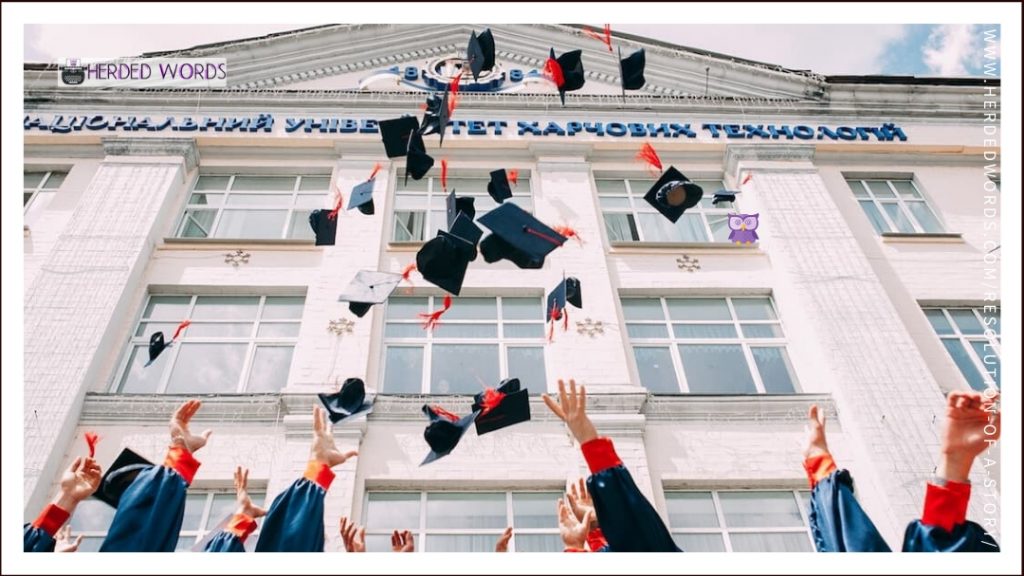 graduation - throwing the caps