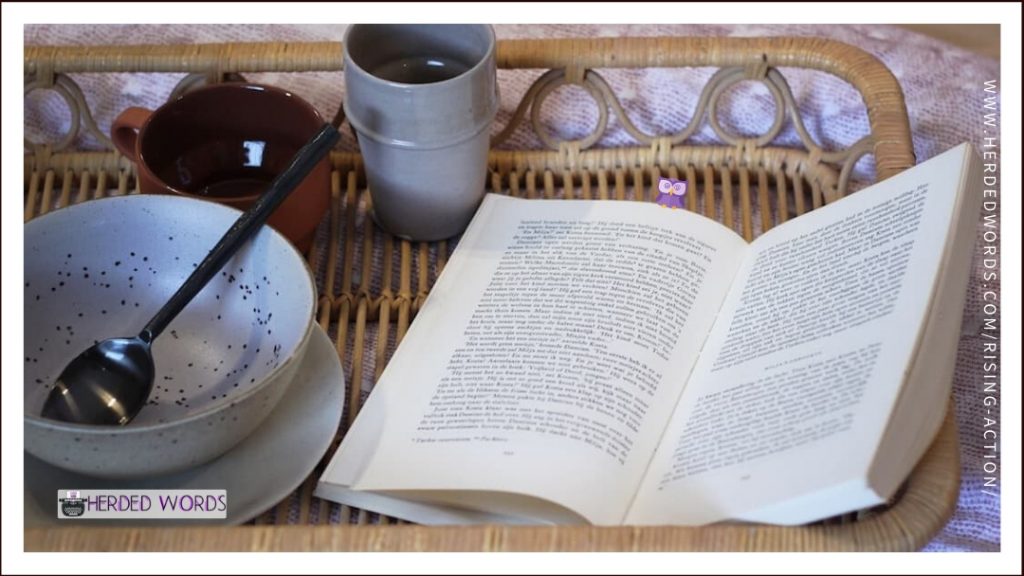 breakfast tray with a book