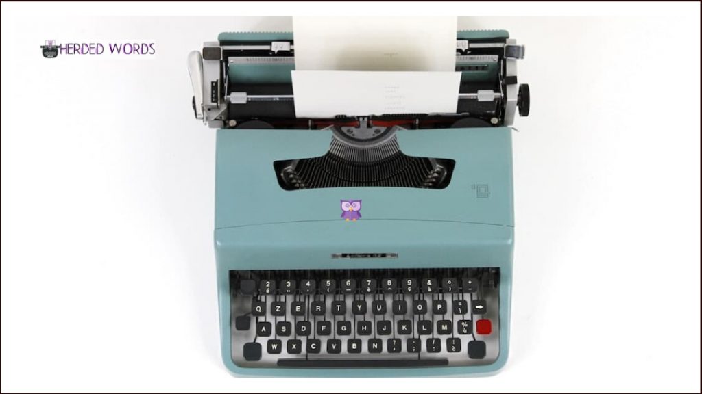 a blue typewriter