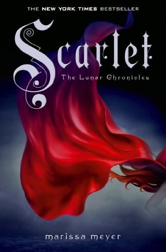 The cover for the novel Scarlet, a modern Little Red Riding Hood adaptation.