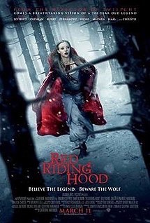 The poster for the movie Red Riding Hood, a modern Little Red Riding Hood adaptation.