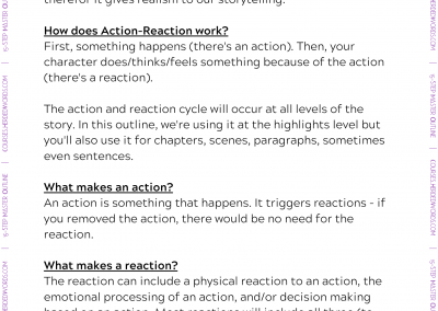 Example from the 15-Step Master Outline for Fiction course.